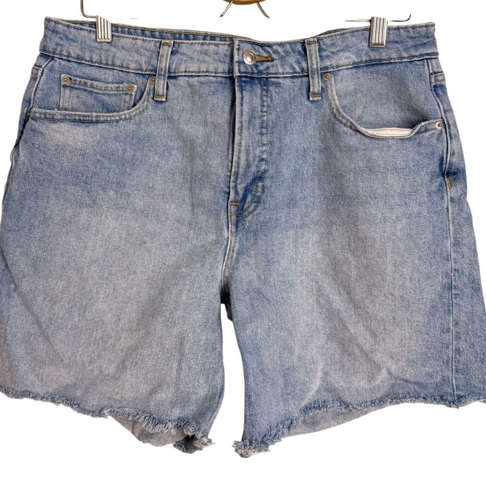 Free Assembly Denim Shorts Womens 14 Light‎ Wash Cutoff Frayed Hem High Rise